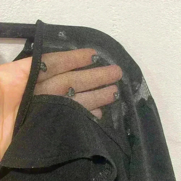 Adrianna Papell Women's Blouse Top Stretch Long Sleeve with hearts Black Size M - Picture 3 of 7